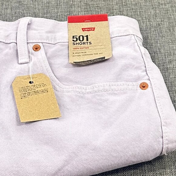 NEW! Levi's 501 High Rise‎ Shorts Light Lilac Cut Offs MSRP: $59.50 100% Cotton - Picture 10 of 11